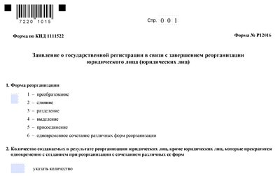 Бланк формы Р12016