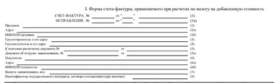 Бланк счета-фактуры