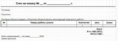 Бланк счета на оплату