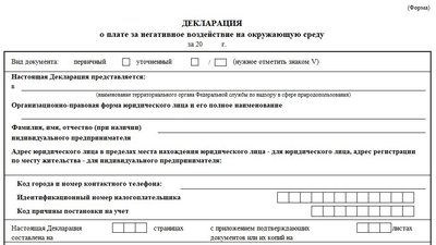 Декларация НВОС: форма