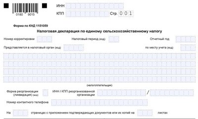 Декларация по ЕСХН форма