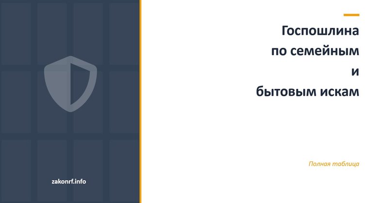 Госпошлина по семейным и бытовым искам.