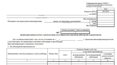 Форма ИНВ-17