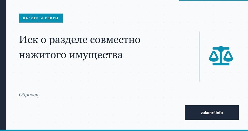 Иск о разделе совместно нажитого имущества.