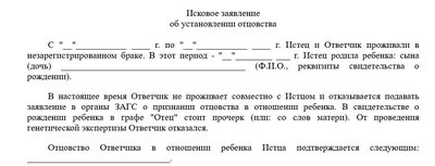 Иск об установлении отцовства
