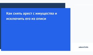 Как снять арест с имущества и исключить его из описи.