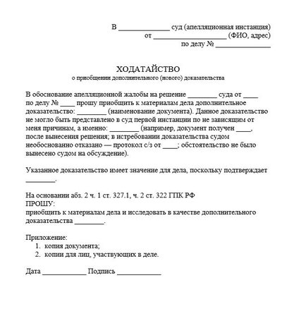 Ходатайство о приобщении дополнительного (нового) доказательства.