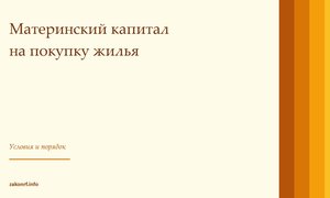 Материнский капитал на покупку жилья.