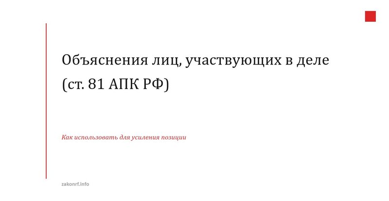 Объяснения лиц, участвующих в деле (ст. 81 АПК РФ).
