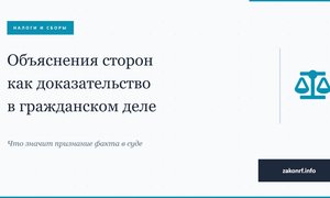 Объяснения сторон как доказательство в гражданском деле.