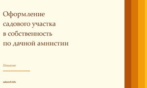 Оформление садового участка по дачной амнистии.