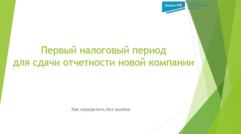 Первый налоговый период для сдачи отчетности