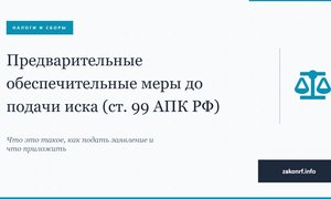 Предварительные обеспечительные меры до подачи иска (ст. 99 АПК РФ)