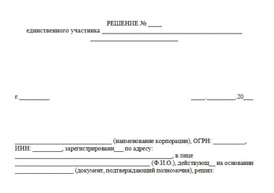 Решение единственного учредителя о назначении директора