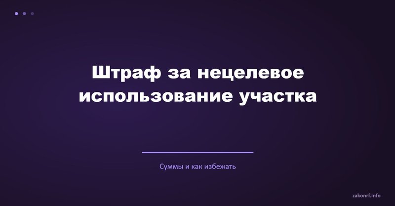 Штраф за нецелевое использование участка.