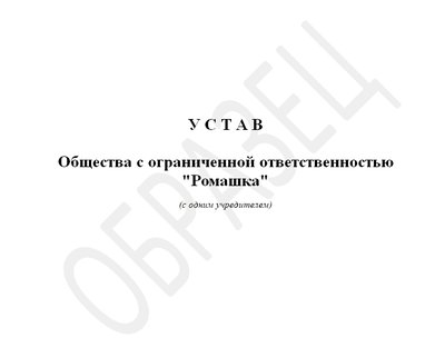 Устав с одним учредителем. Образец