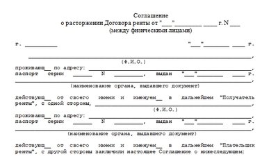 Форма соглашения о расторжение договора ренты
