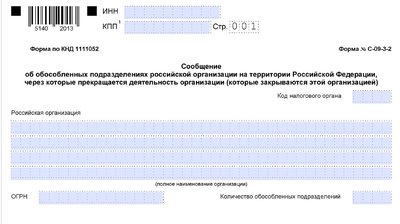 Сообщение о закрытии ОП форма