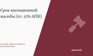 Срок кассационной жалобы (ст. 276 АПК)