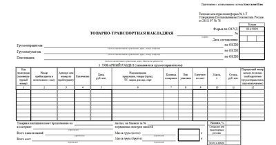 Бланк товарно-транспортной накладной