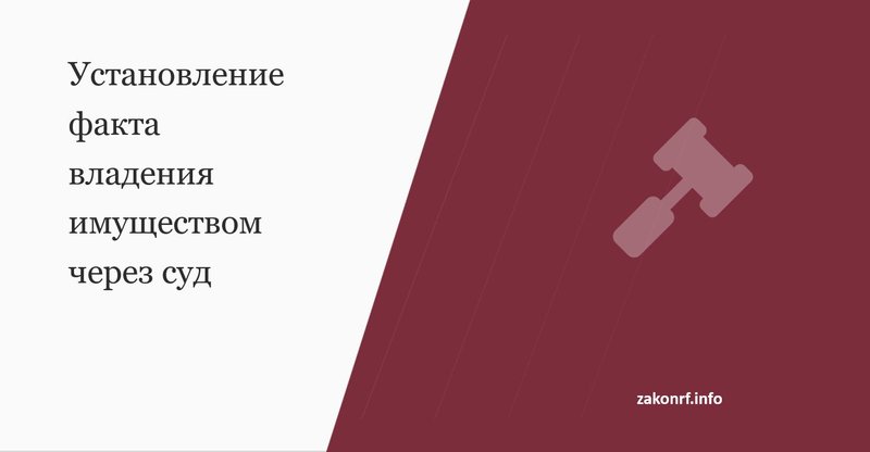Установление факта владения имуществом через суд.