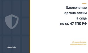 Заключение органа опеки в суде по ст. 47 ГПК РФ.
