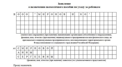 Заявление на выплату пособия по уходу за ребенком: образец заполнения