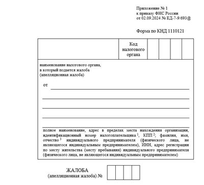 Жалоба на действия бездействия ФНС: форма