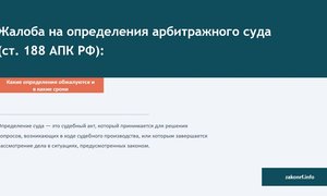 Жалоба на определения арбитражного суда