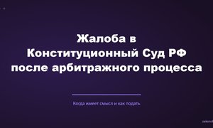 Жалоба в Конституционный Суд РФ после арбитражного процесса.