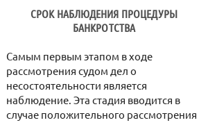 Срок наблюдения процедуры банкротства