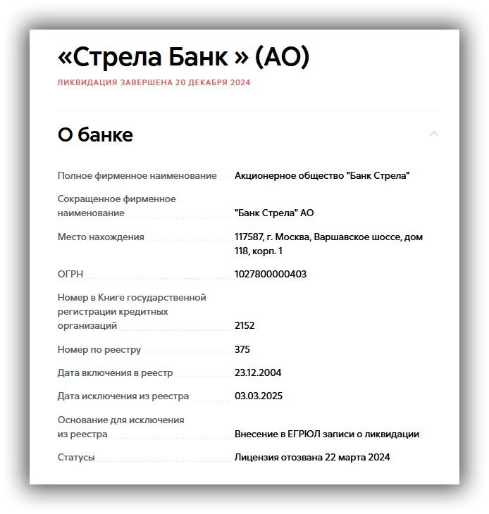 Банк Стрела проверка на АСВ