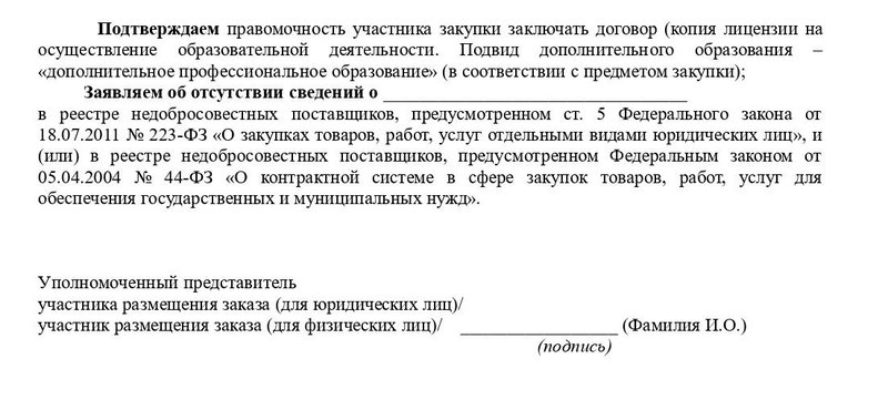 Котировочная заявка, подтверждение полномочий