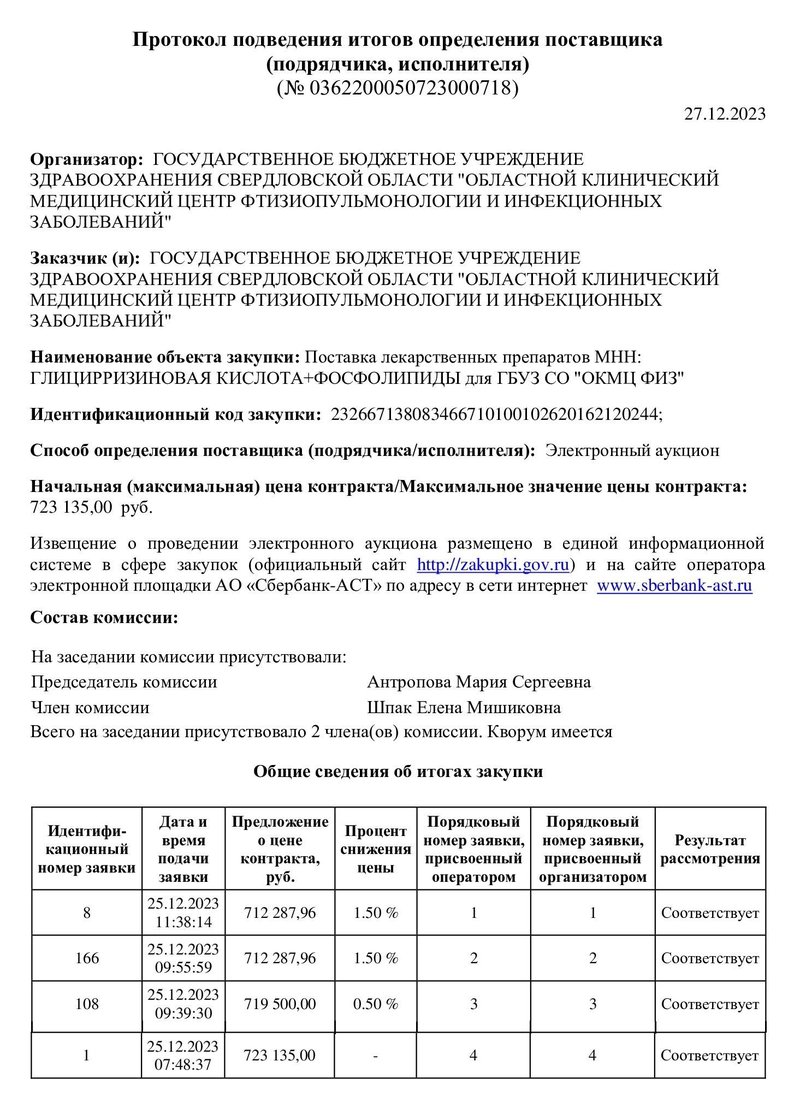 Как посмотреть в протоколе заявки, 1 стр.